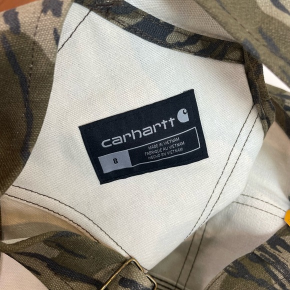 CARHARTT NWT Boys Size 8 Insulated Quilted Camo Mossy Oak Bibs Overalls Camo - Picture 7 of 7